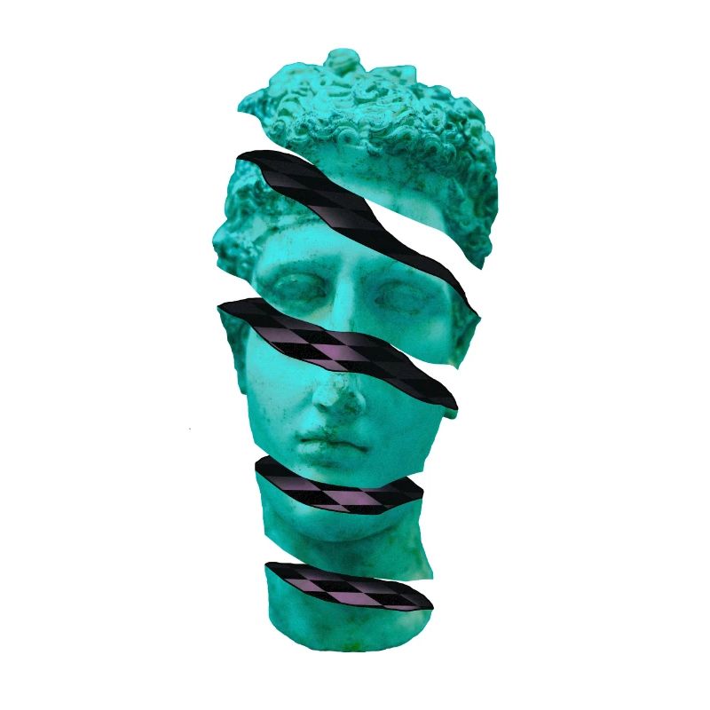 Esthétique Vaporwave Statue. Statue grecque en tranches