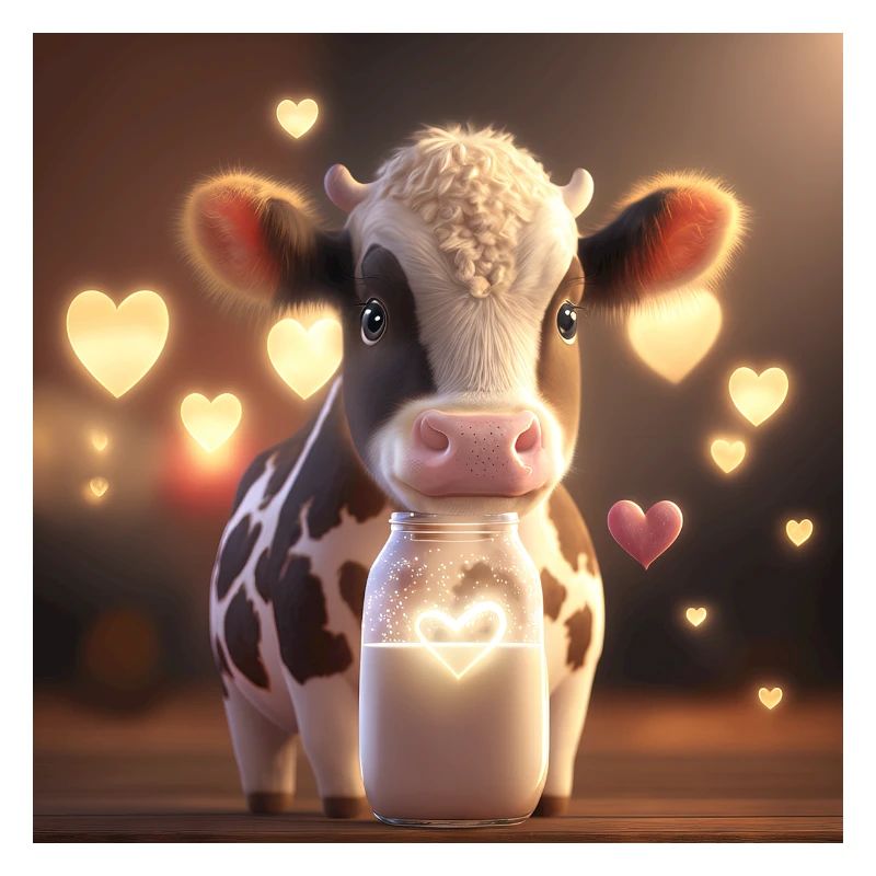Vache mignonne avec des cœurs