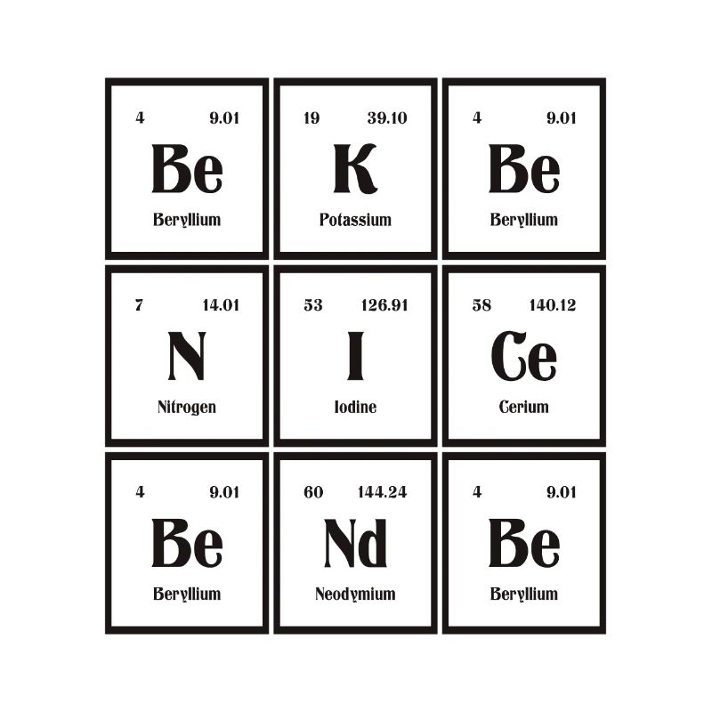 Be Nice Be Kind | Periodic Table of Elements