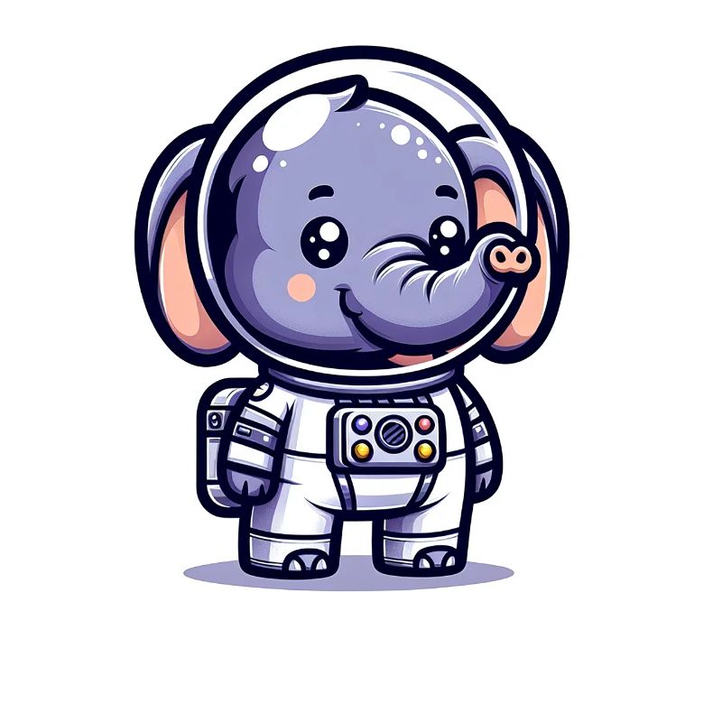 Éléphant mignon astronaute