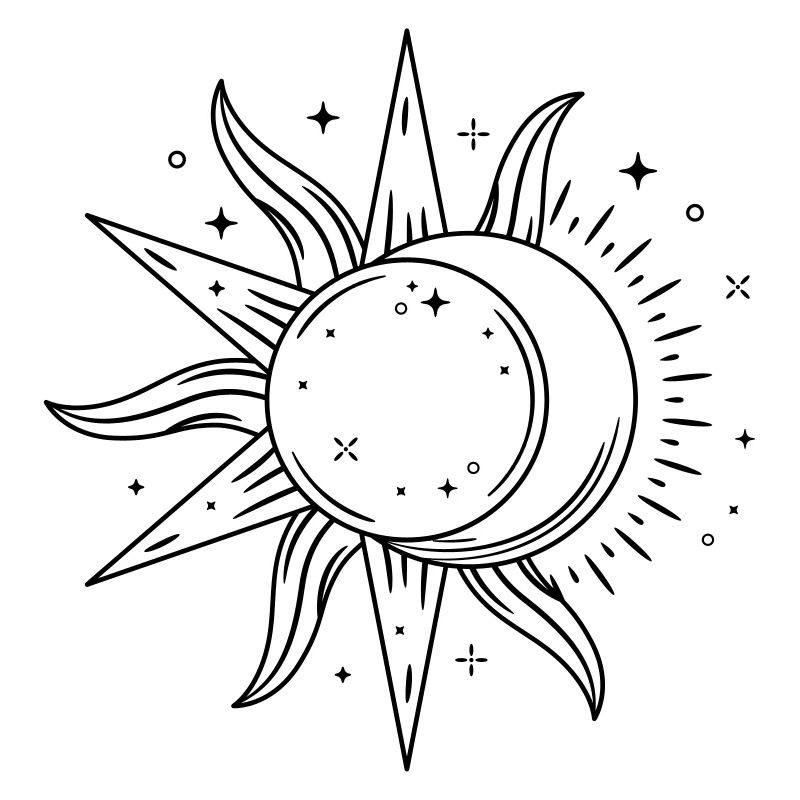 Illustration céleste de la lune du soleil