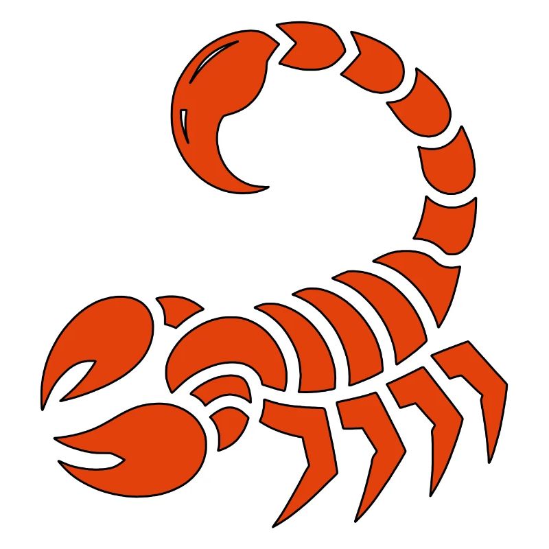 Skorpion minimalistisch rot mit schwarzem Strich
