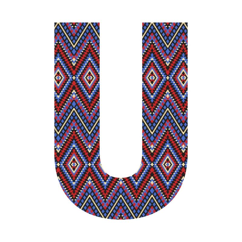 Monogramm Buchstabe U- geometrisches Muster