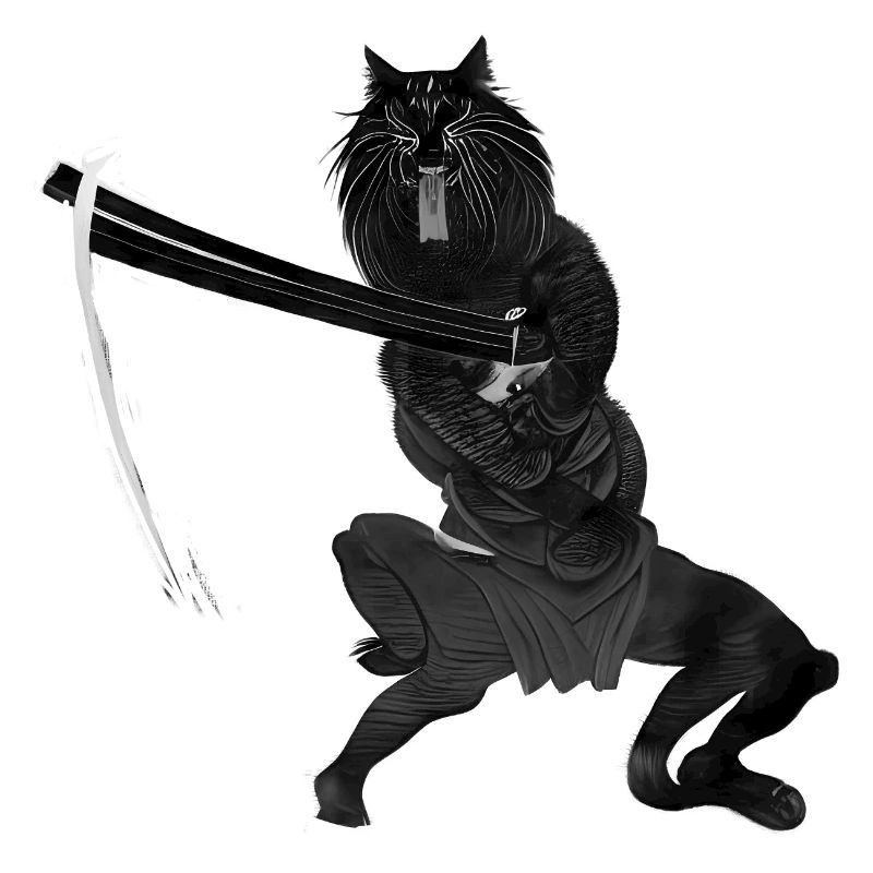 Chat Samouraï Noir