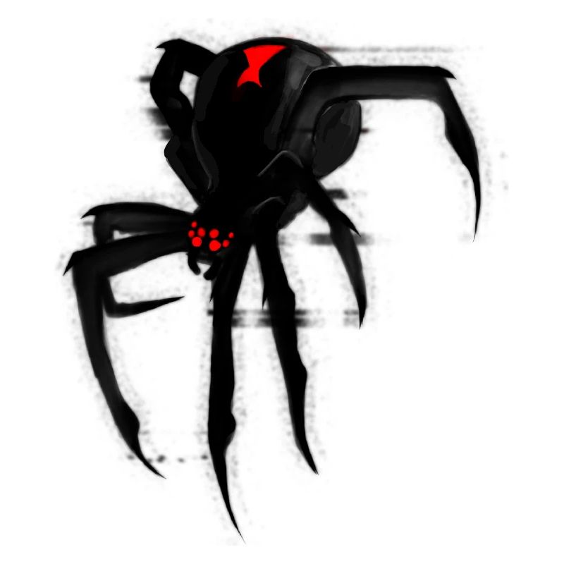 Schwarze Witwe Spinne mit Glitch Effekt