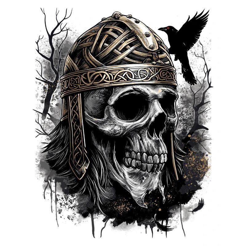 Wikinger Brass Helmet Skull Crow