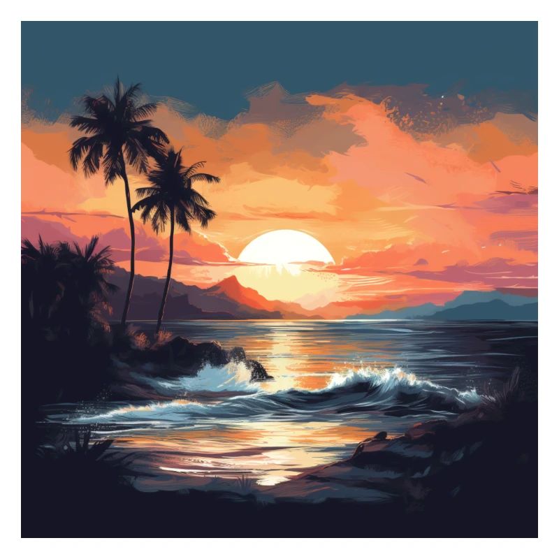 Coucher de soleil tropical sur la plage