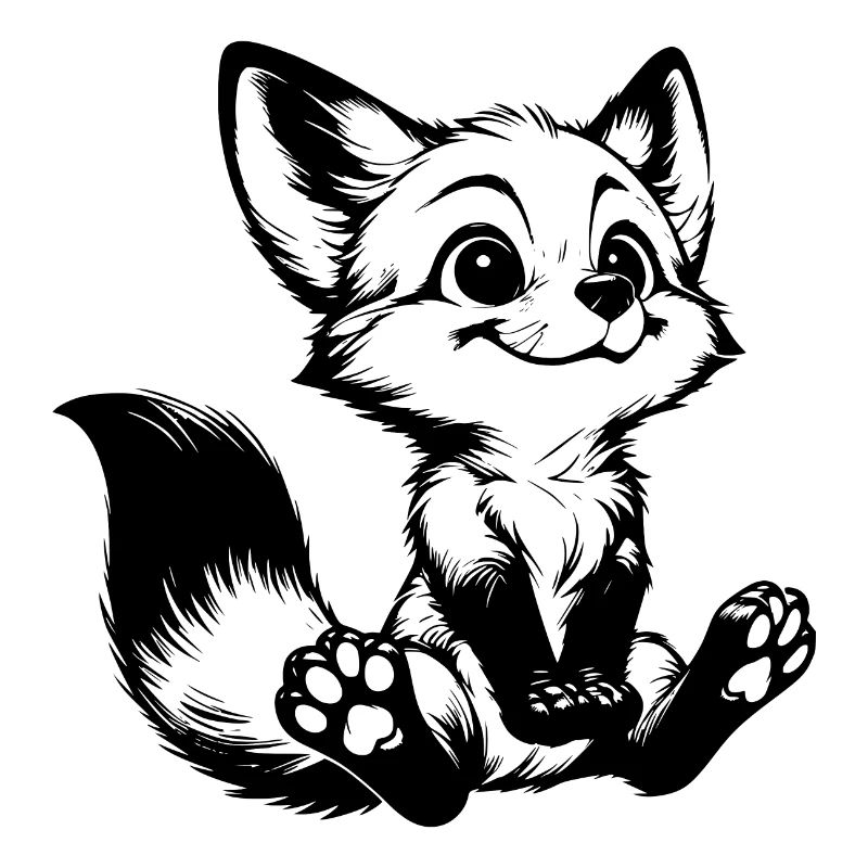 Curious Fox Drawing Seated Fox