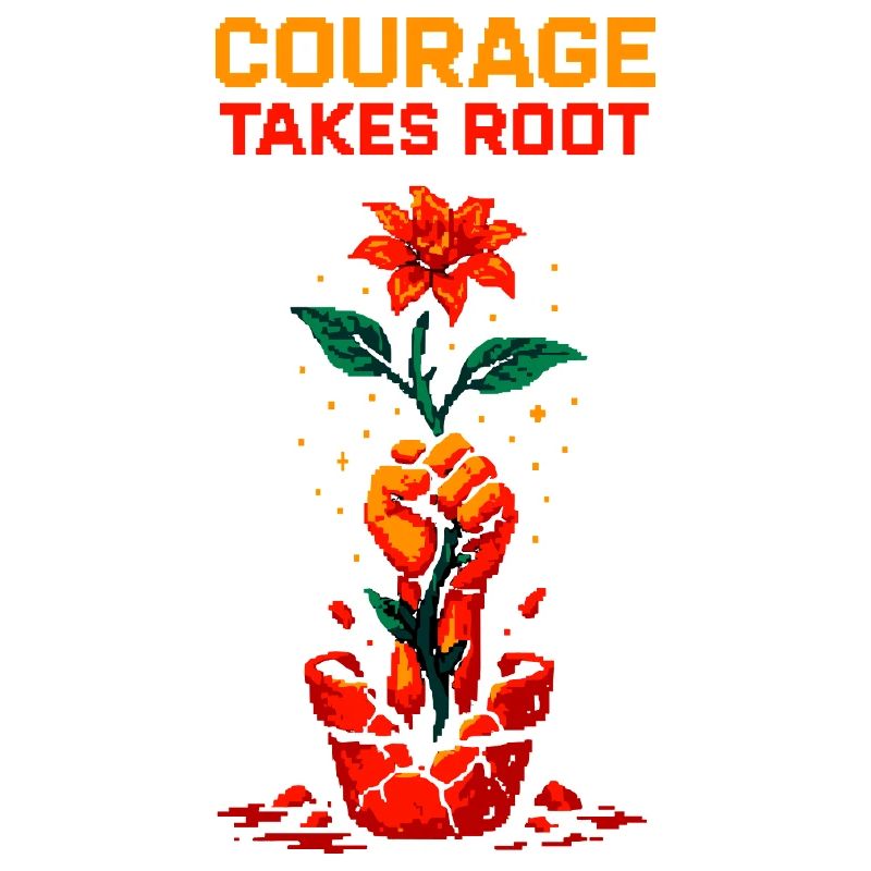 Courage Takes Root – Pixel Art Strength Tee