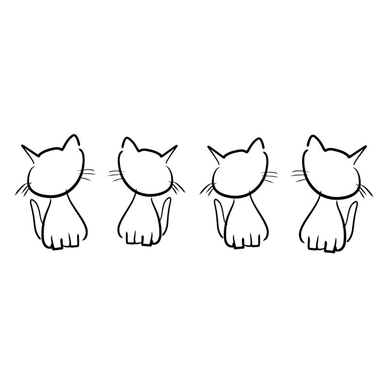 quatre chats animaux mignon forme d’animal de compagnie