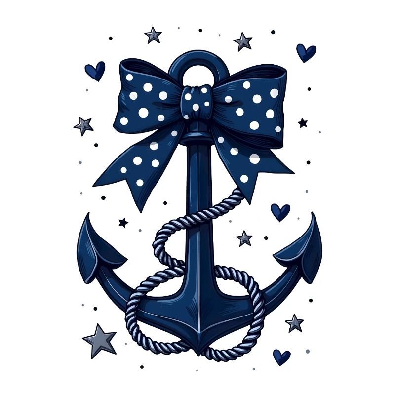 Blue anchor with dotted bow