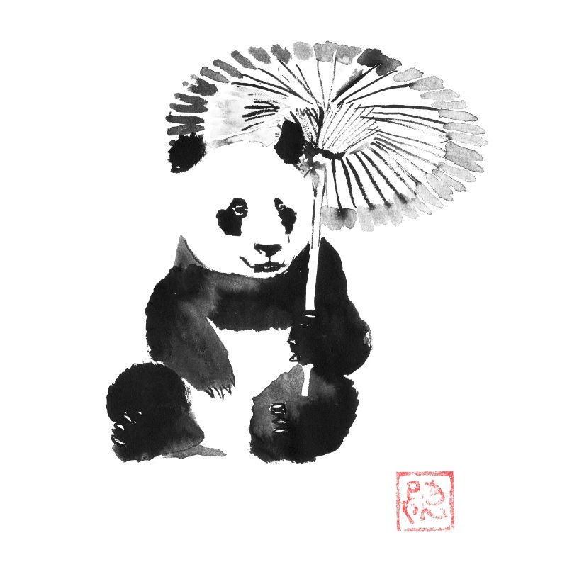 Panda im Regen