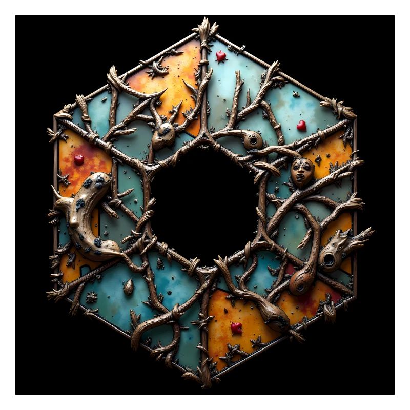 Ornament, hexagonal with hexagonal hole
