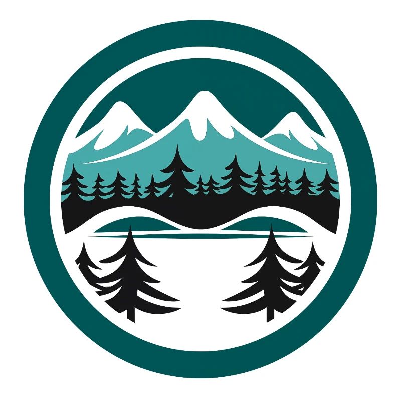 Stilisierter Baum & Berglandschaft – Runde Minimal