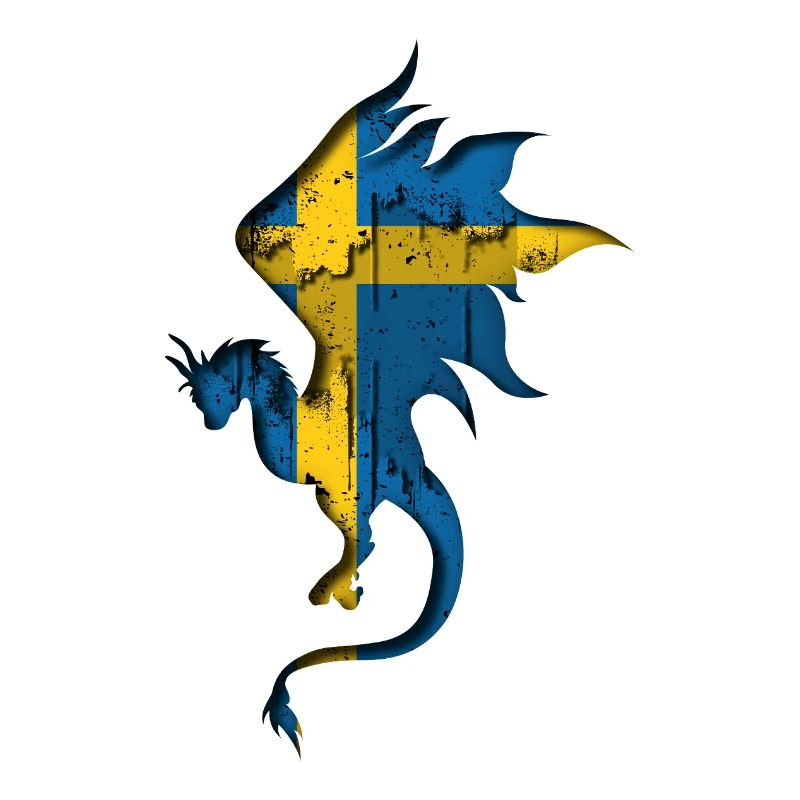 Drapeau de la Suède - Suède - Silhouette de dragon