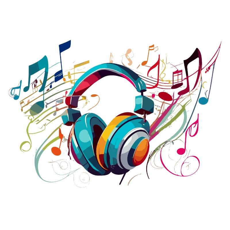 Dynamic expressive headphone surrounded by musical