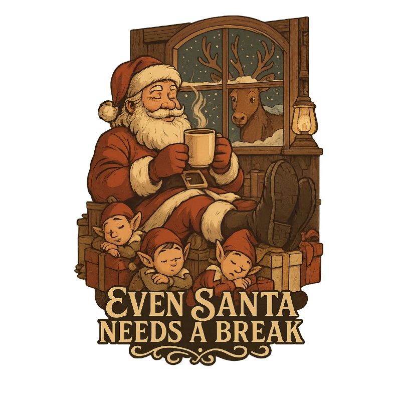 Weihnachtsmann Pause am Kamin