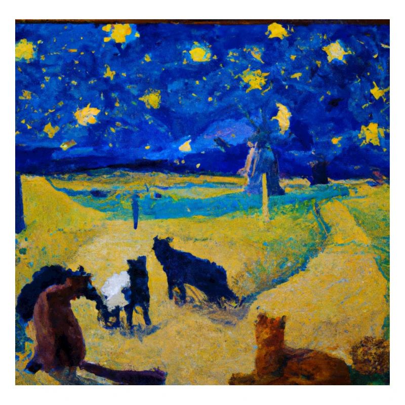 Cats in van Gogh's starry night