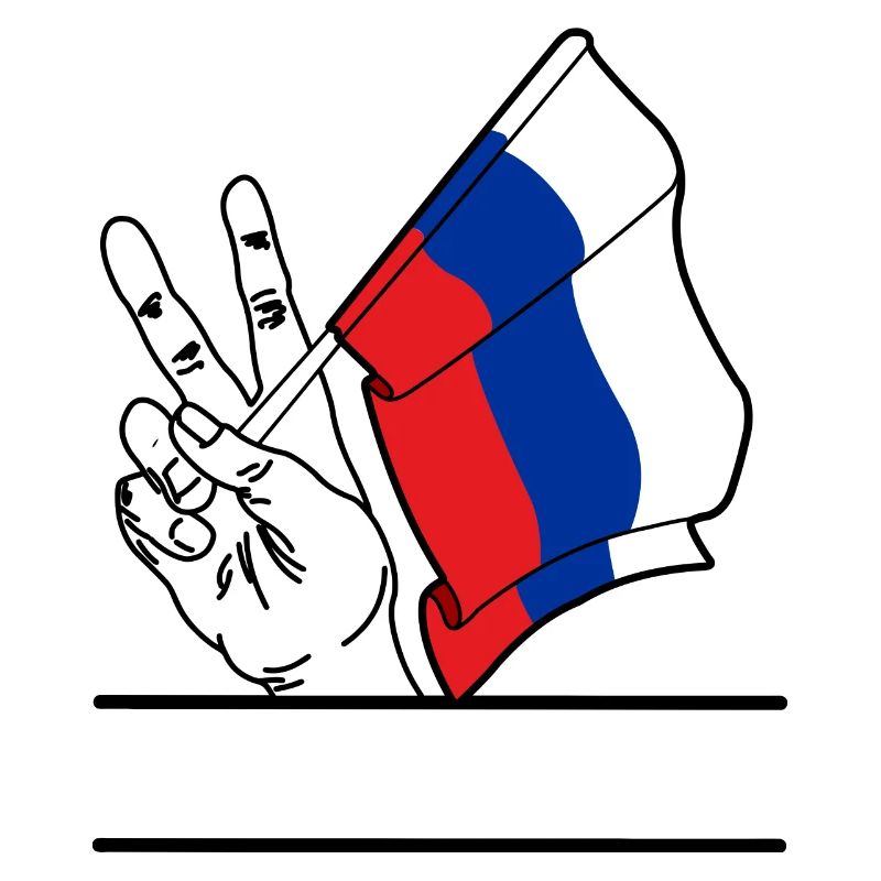 Drapeau Russie transparent signe de paix texte