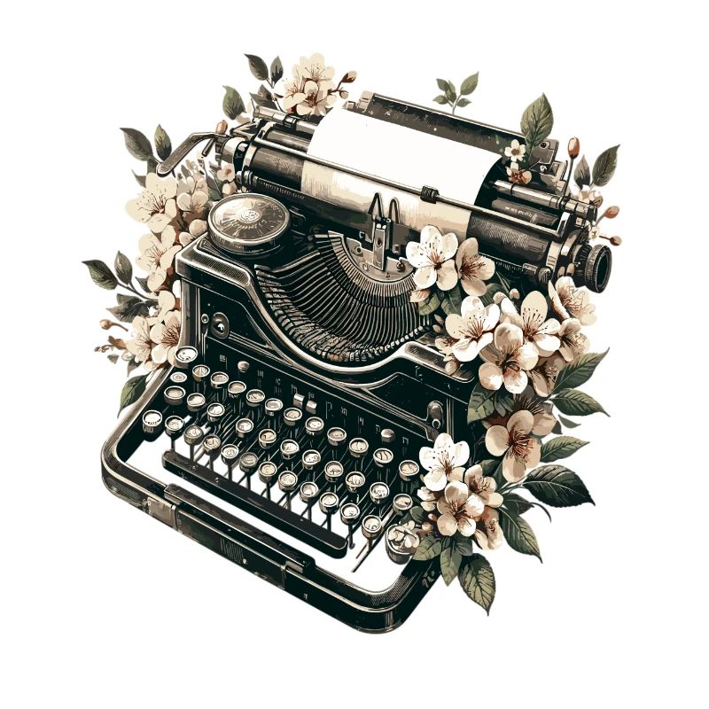 Typewriter with flowers