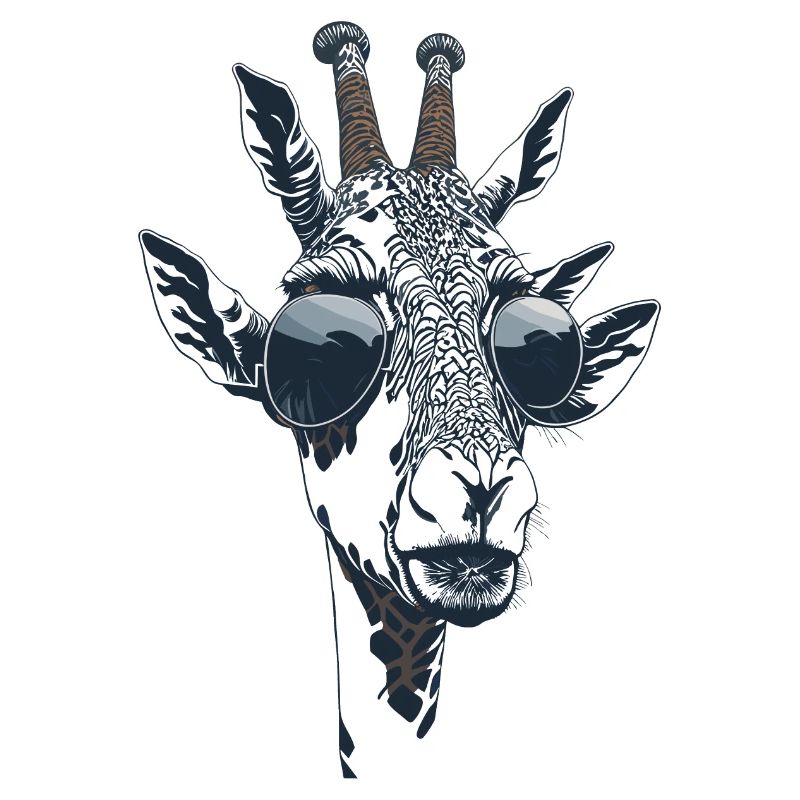 Das Portrait einer Giraffe mit Sonnenbrille