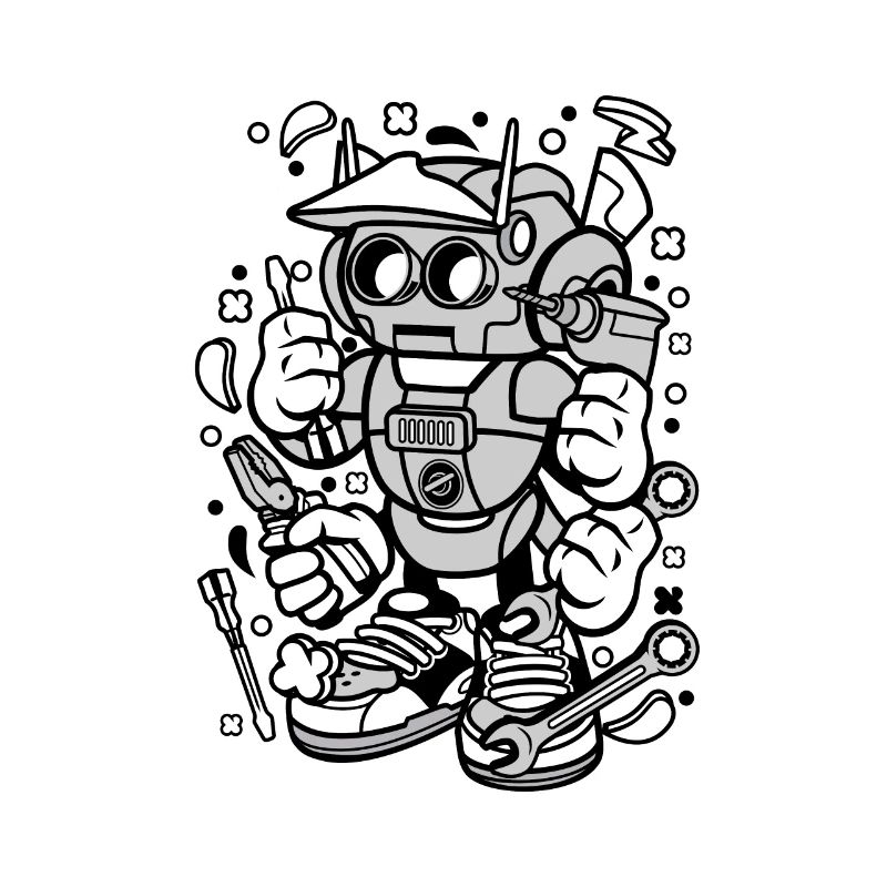 Hard-working robot with tools