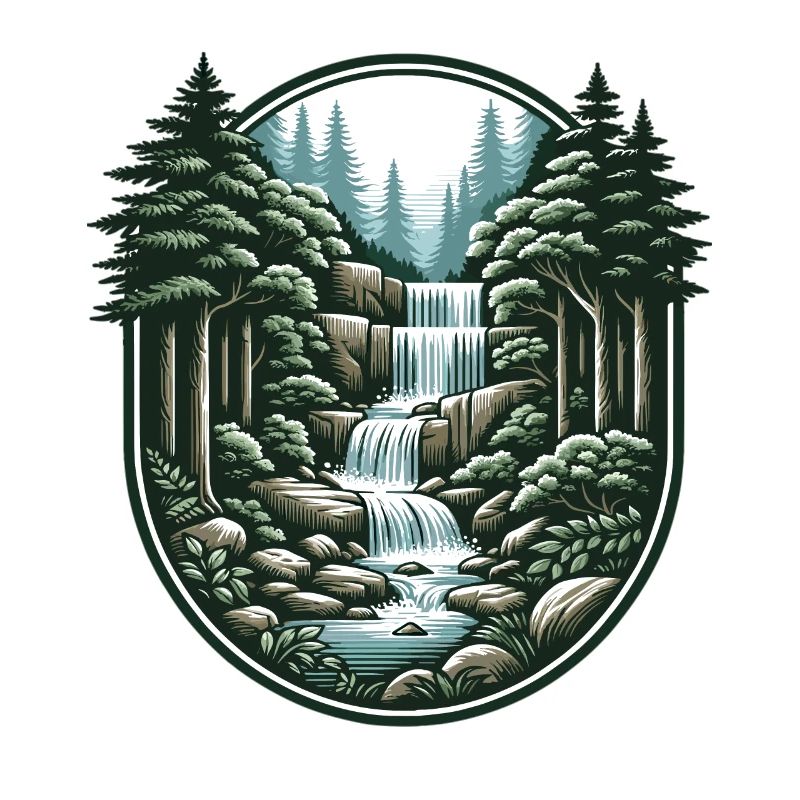 Serene waterfall in the forest