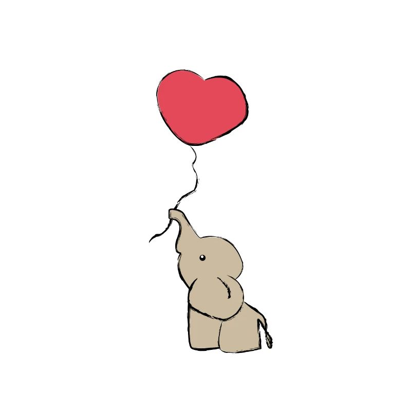Cute elephant with balloon - gift idea - gift