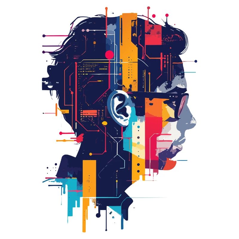 Digital AI Motif PCB Hacker Circuit Art