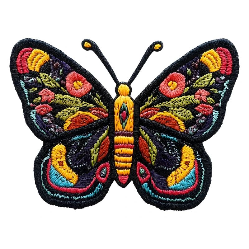 Bunter Schmetterling im Stickerei-Stil – Boho Patc