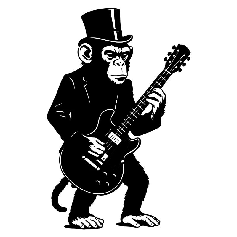 Elegant monkey with guitar in top hat