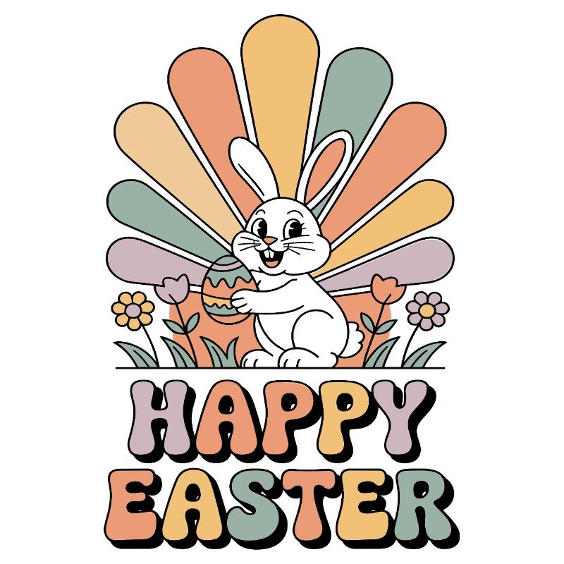Pastel bunny in Easter rays