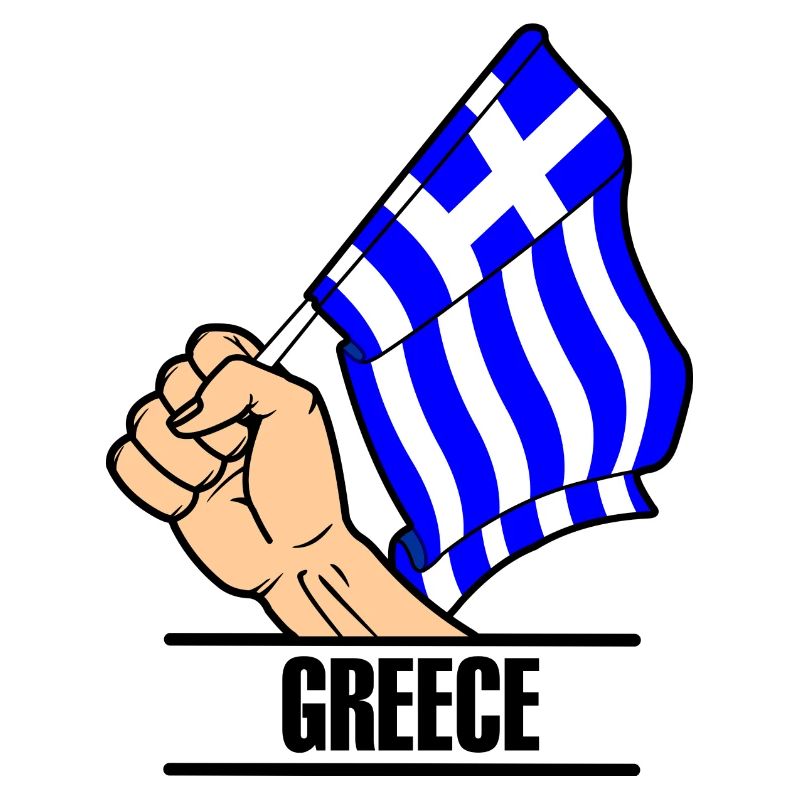 Drapeau Grèce poing texte GRÈCE
