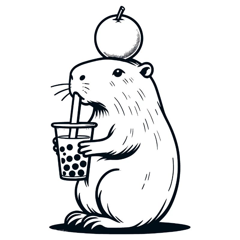Bubble Tea Capybara with orange on the head