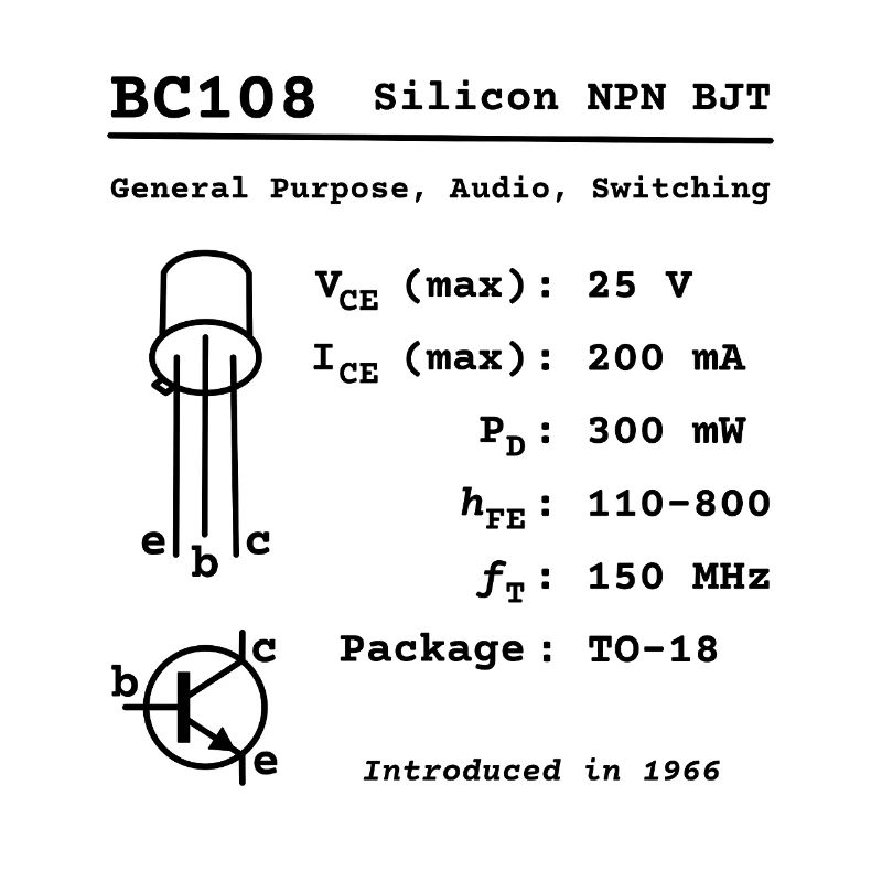 BC108 Iconic Silicon Transistor [black text]