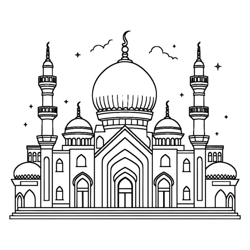 Black Stylized Crescent Star Mosque