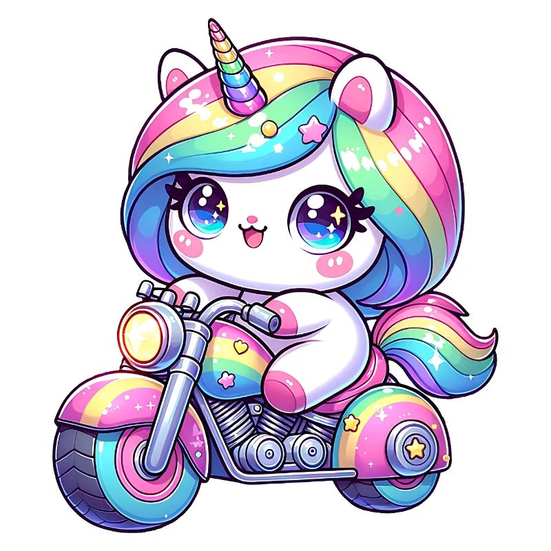 Buntes Einhorn Auf Motorrad Abenteuer