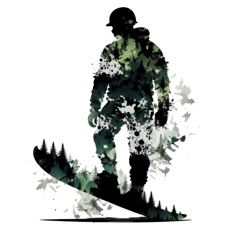 Snowboarder Camoflage Pattern - Station de ski