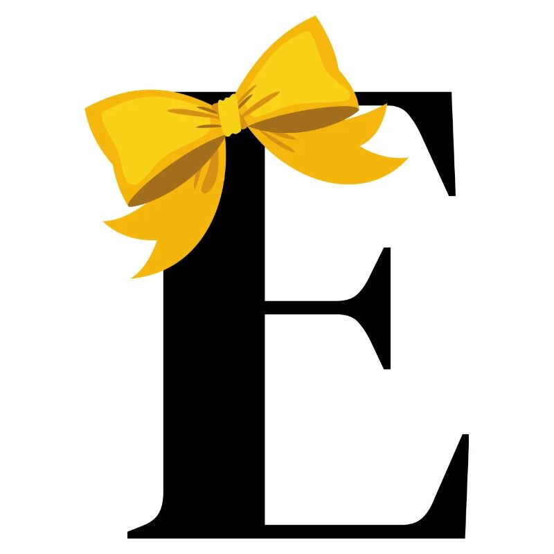Letter e yellow bow