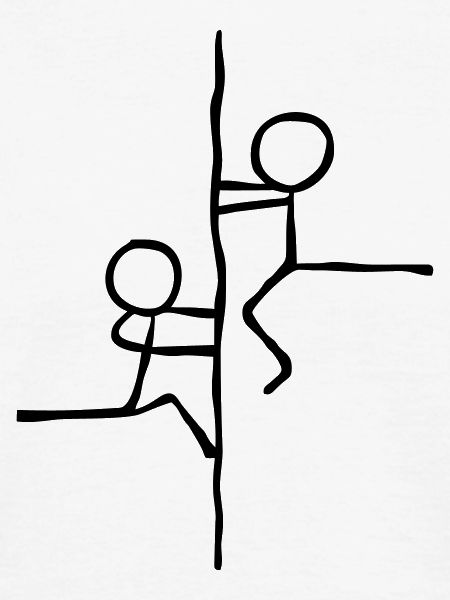 Strichmännchen klettern am Seil