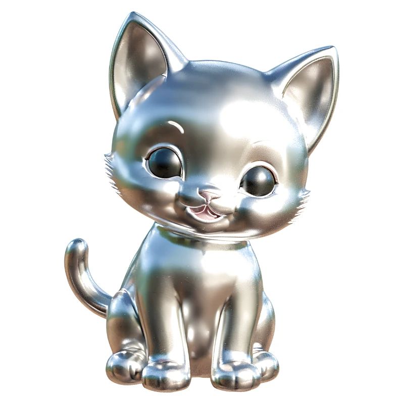 Chrome Cat Cute Silver Cute