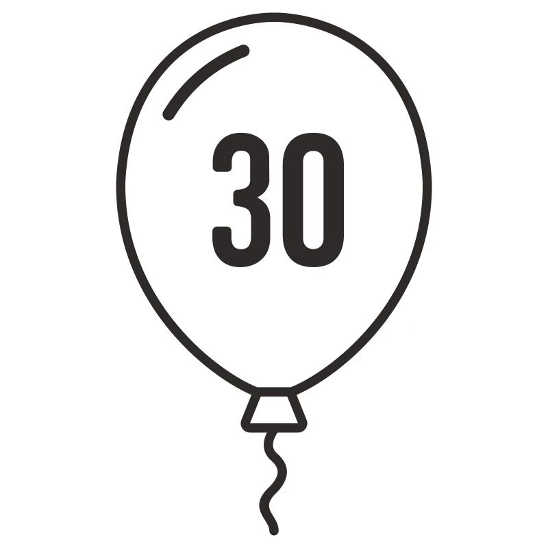 Ballon numéro 30 – Conception d’anniversaire rond