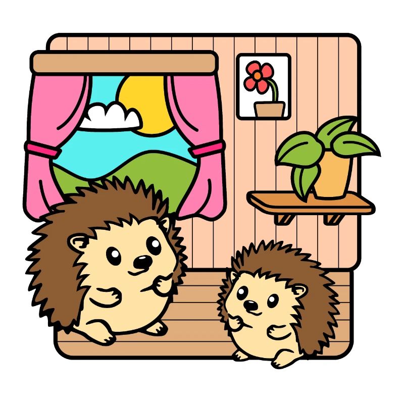 Mignons petits hérissons dans leur mignon appartement hérisson