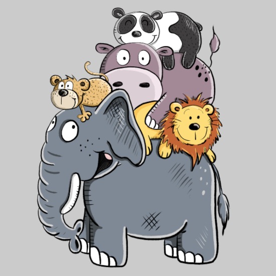 Funny Zoo Animals I Elephant Monkey Panda Kids Cartoon' Men's T-Shirt |  Spreadshirt