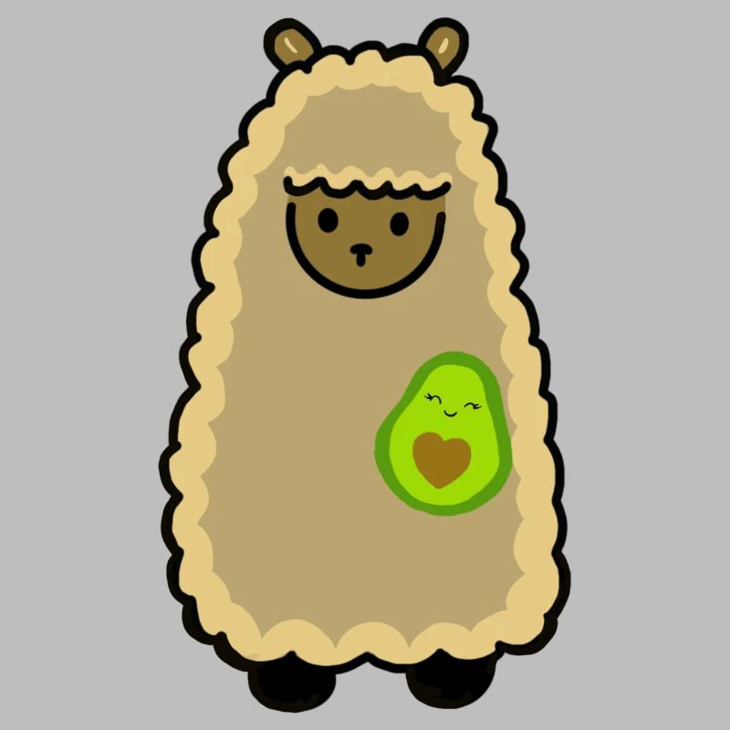 Lama mit Avocado, Llama with avocado