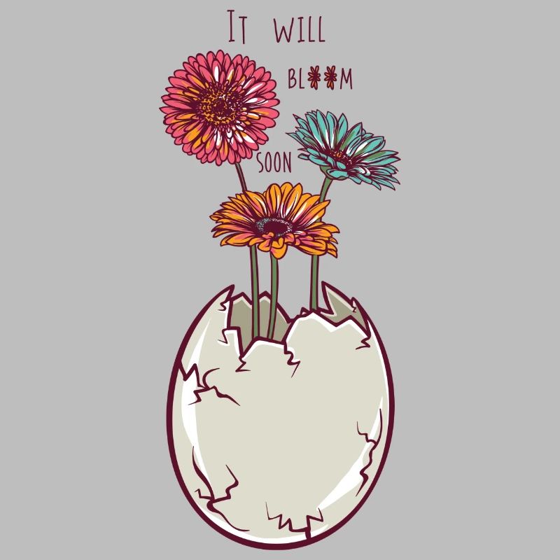 Blooming egg - eggshell - flowers