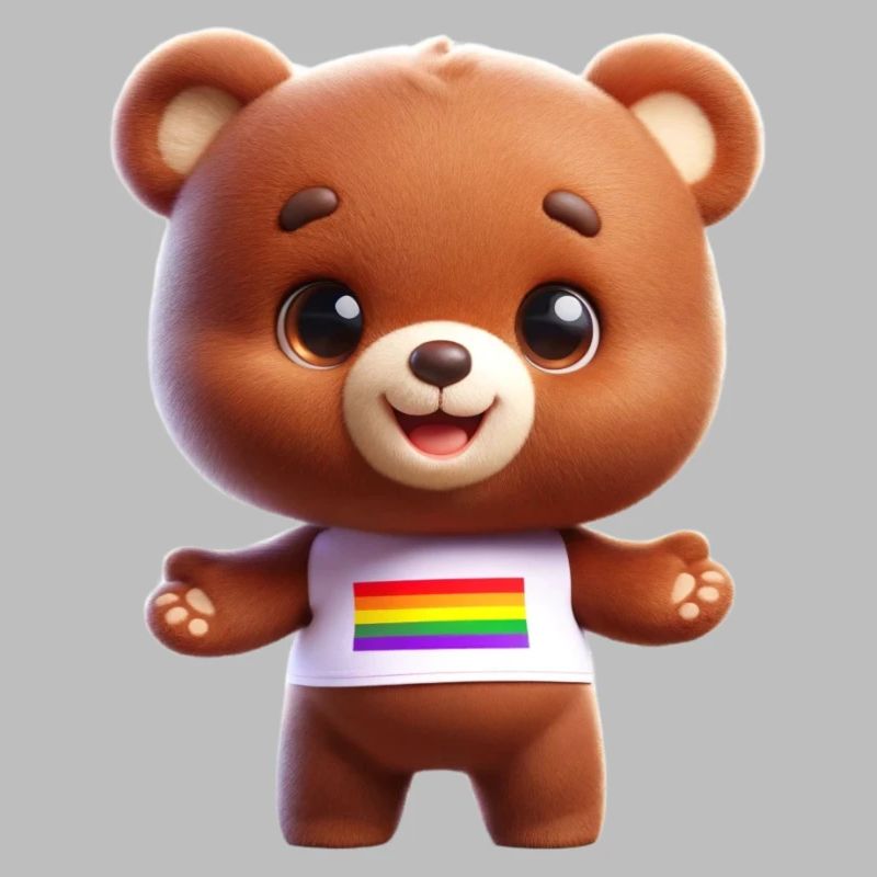 Teddy Tom mit Regenbogenshirt