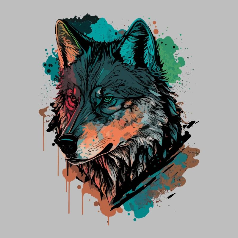 Cooles digitales Gemälde eines Wolfes