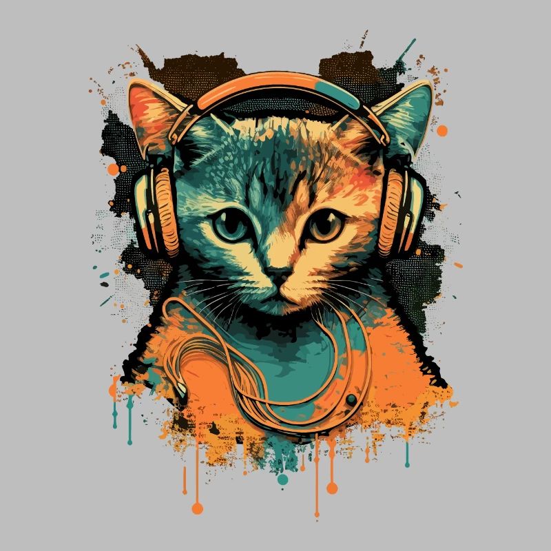 Retro Cat mit Kopfhörern