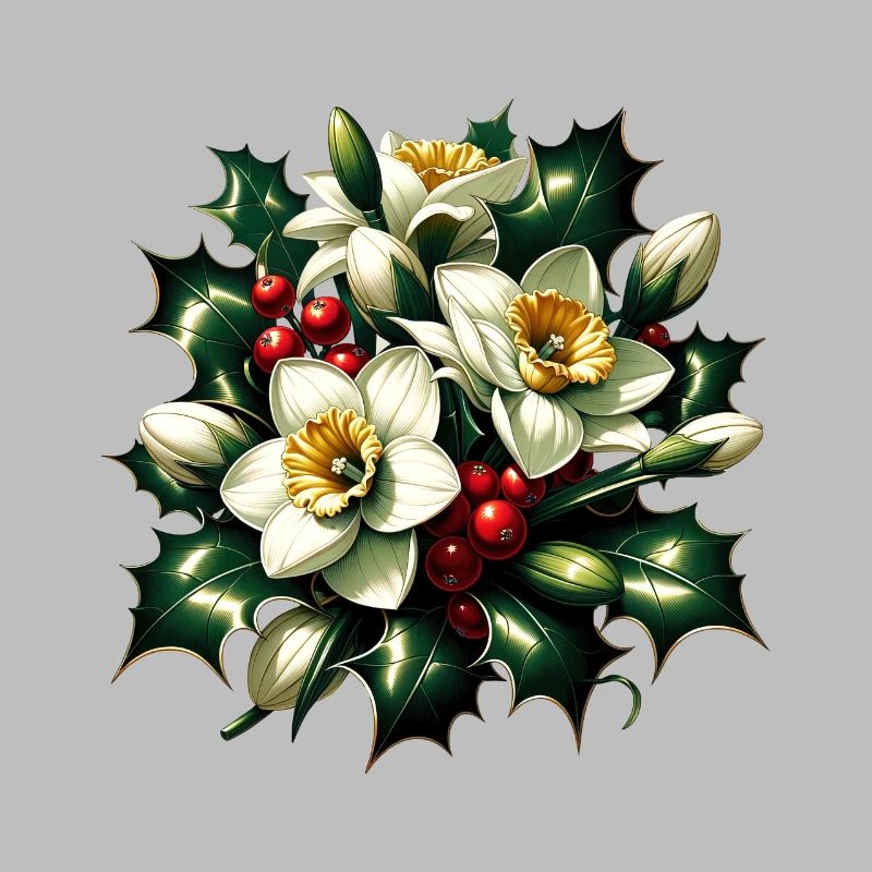 Holly et Narcisse décembre Fleurs du mois de naissance